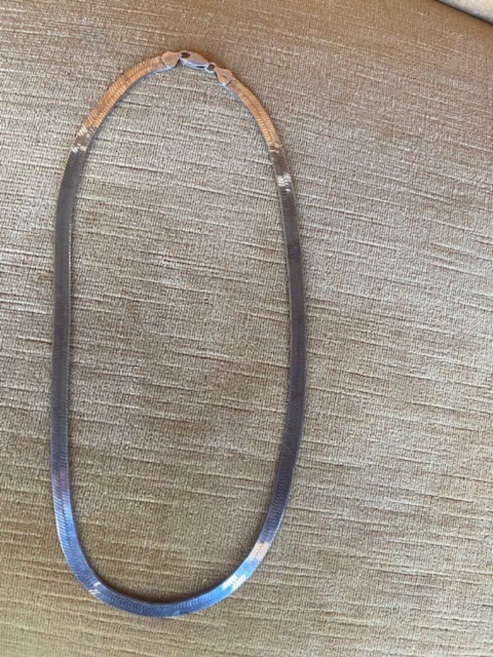 Italy Sterling Silver 18" Herringbone 1/4" Necklace Hallmarked .7oz sterling